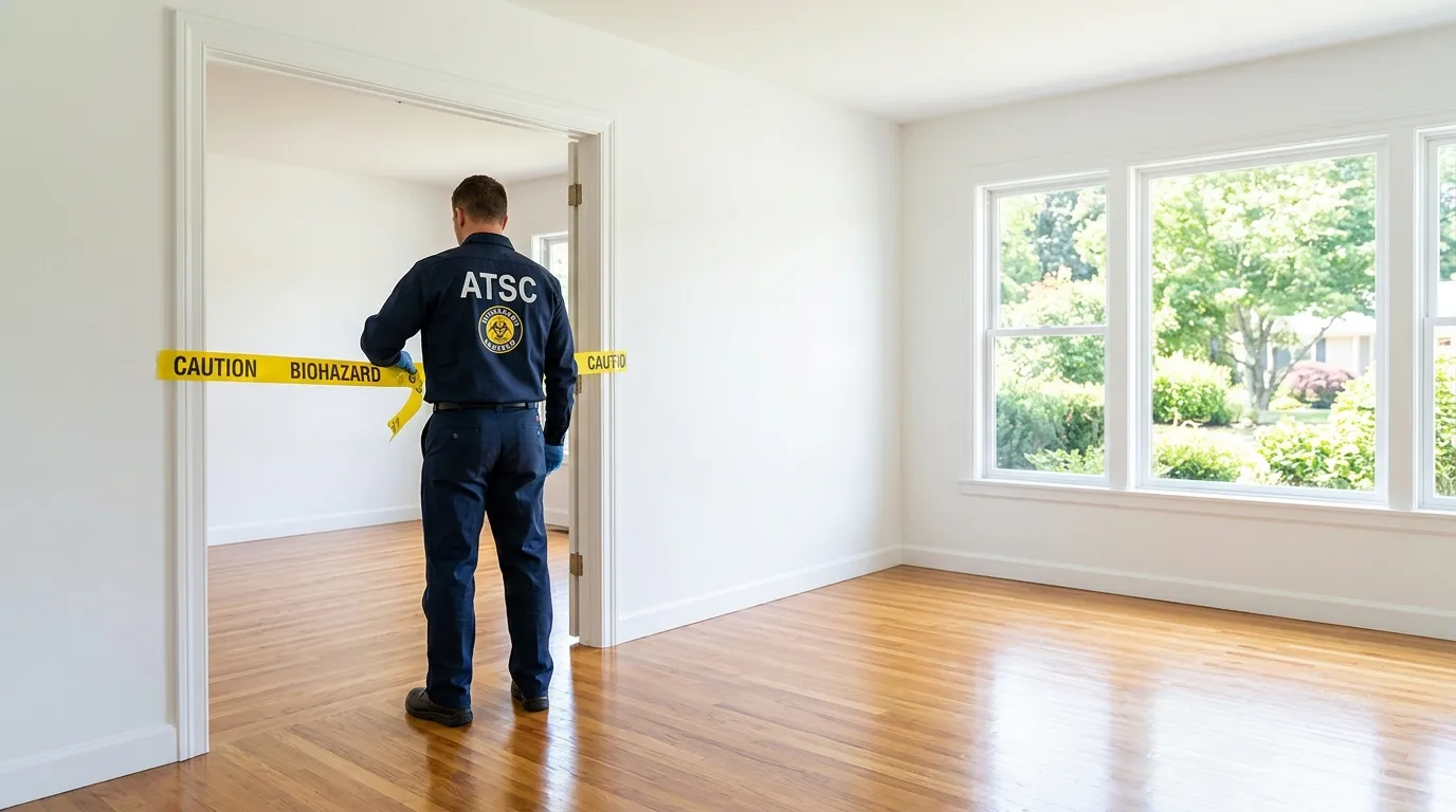 Certified biohazard cleanup crew performing Decomposition Cleanup in Marysville